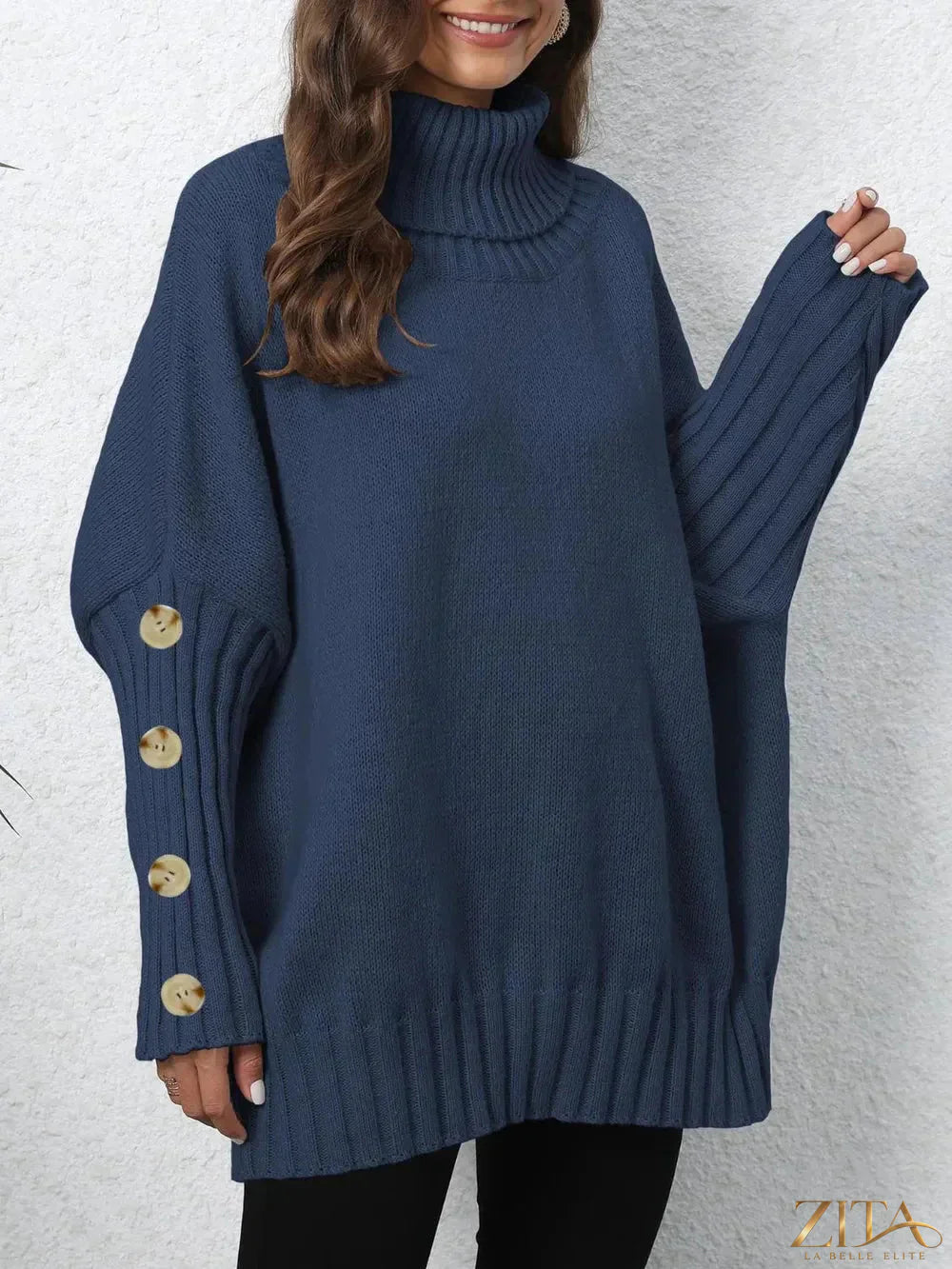 Trendsi turtleneck long sleeve sweater in cozy knit fabric, featuring a fitted silhouette and classic design.