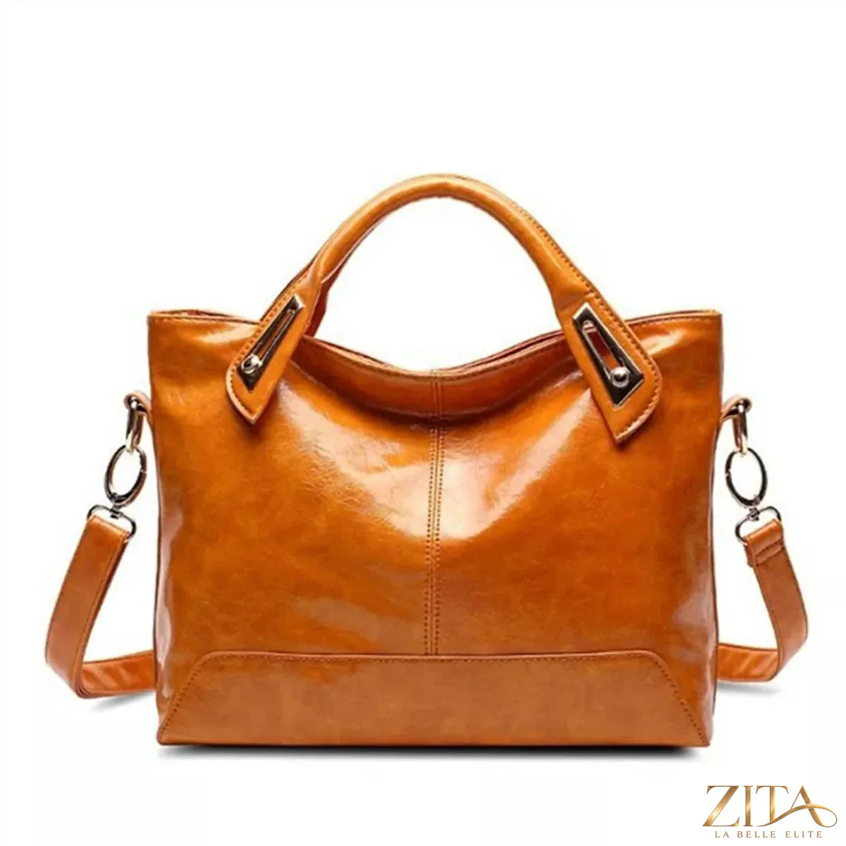 Vintage style PU leather tote handbag by Zita La Belle Elite with adjustable shoulder strap, featuring a spacious interior and classic design.