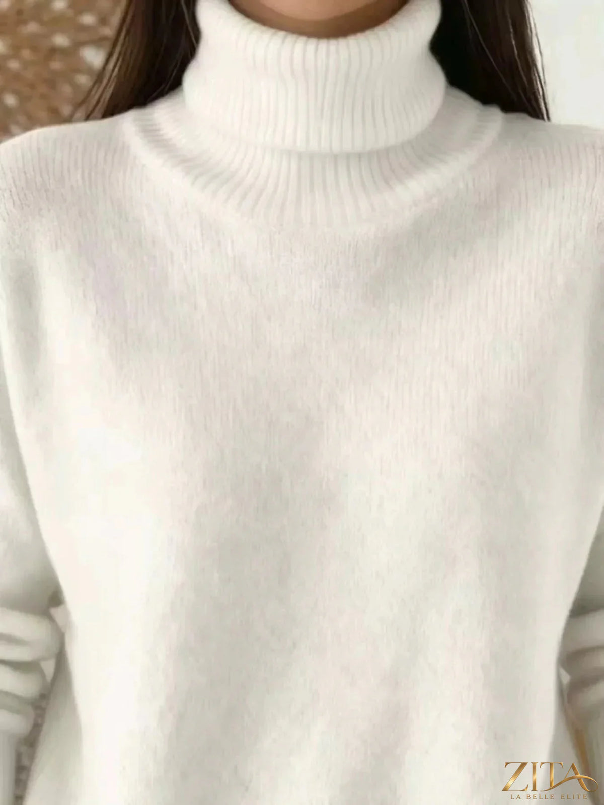 Trendsi turtleneck long sleeve sweater in cozy knit fabric, featuring a fitted design and classic ribbed collar.