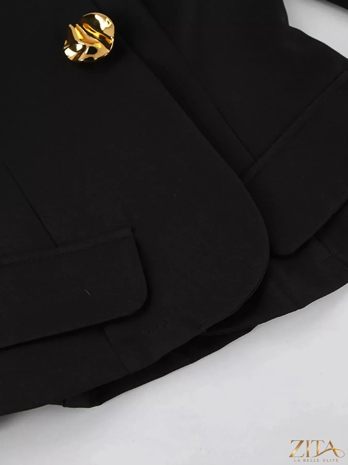Zita La Belle Elite Puffy Sleeve Blazer and Wide-Leg Pants set, stylish formal women's clothing, front view with structured fit.