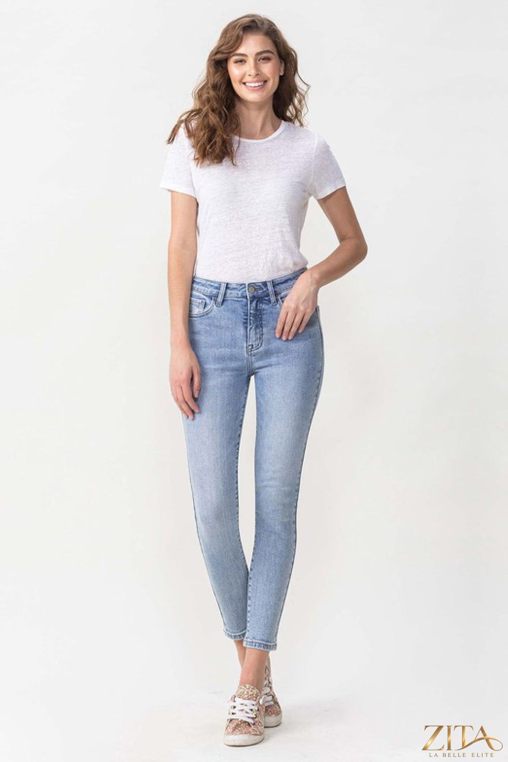 Zita La Belle Elite Lovervet Talia high-rise crop skinny jeans in dark denim, full length with a fitted silhouette and classic five-pocket design.
