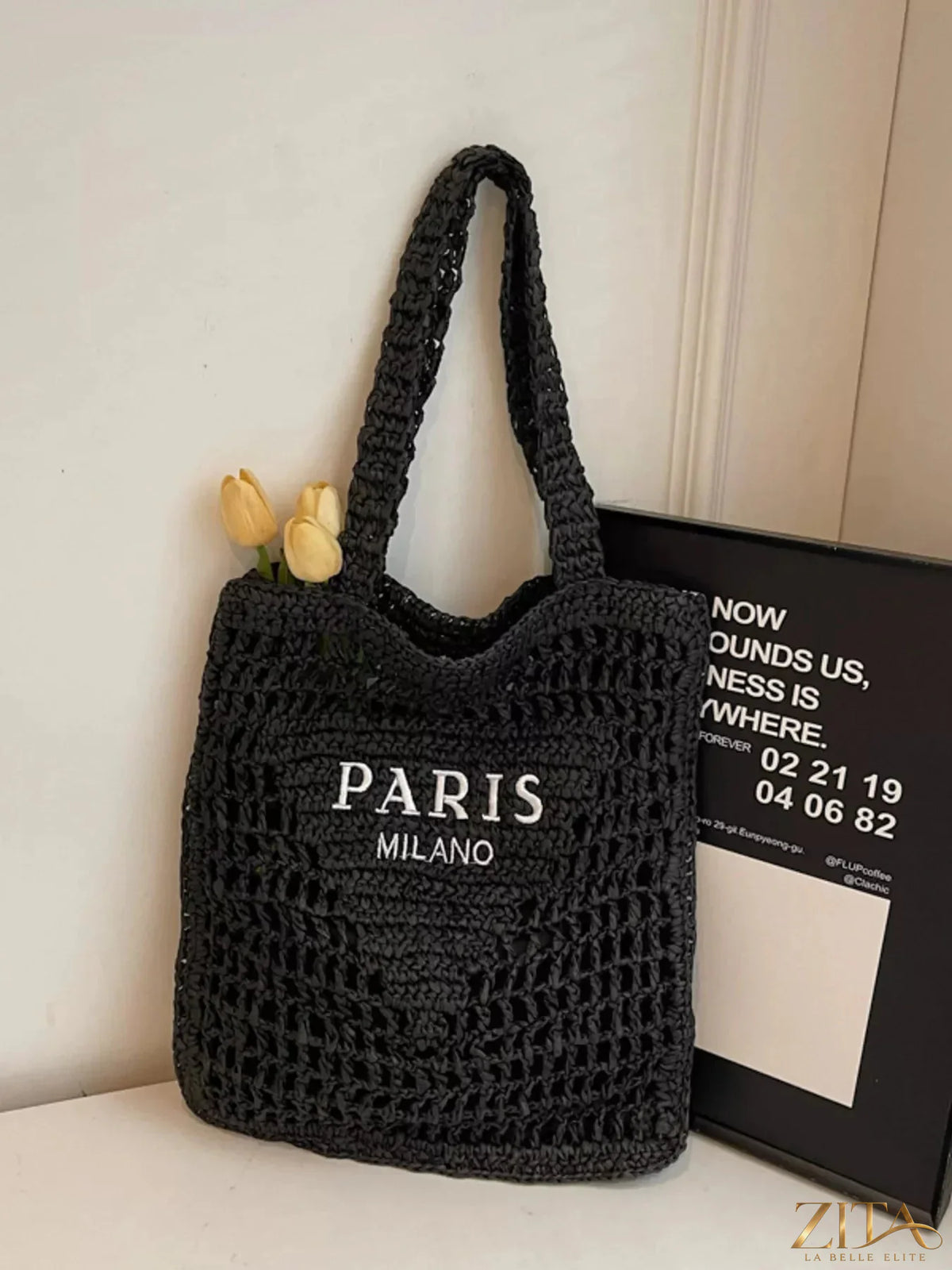 Zita La Belle Elite crochet knit shoulder bag with a textured design, featuring a sturdy strap and stylish craftsmanship.
