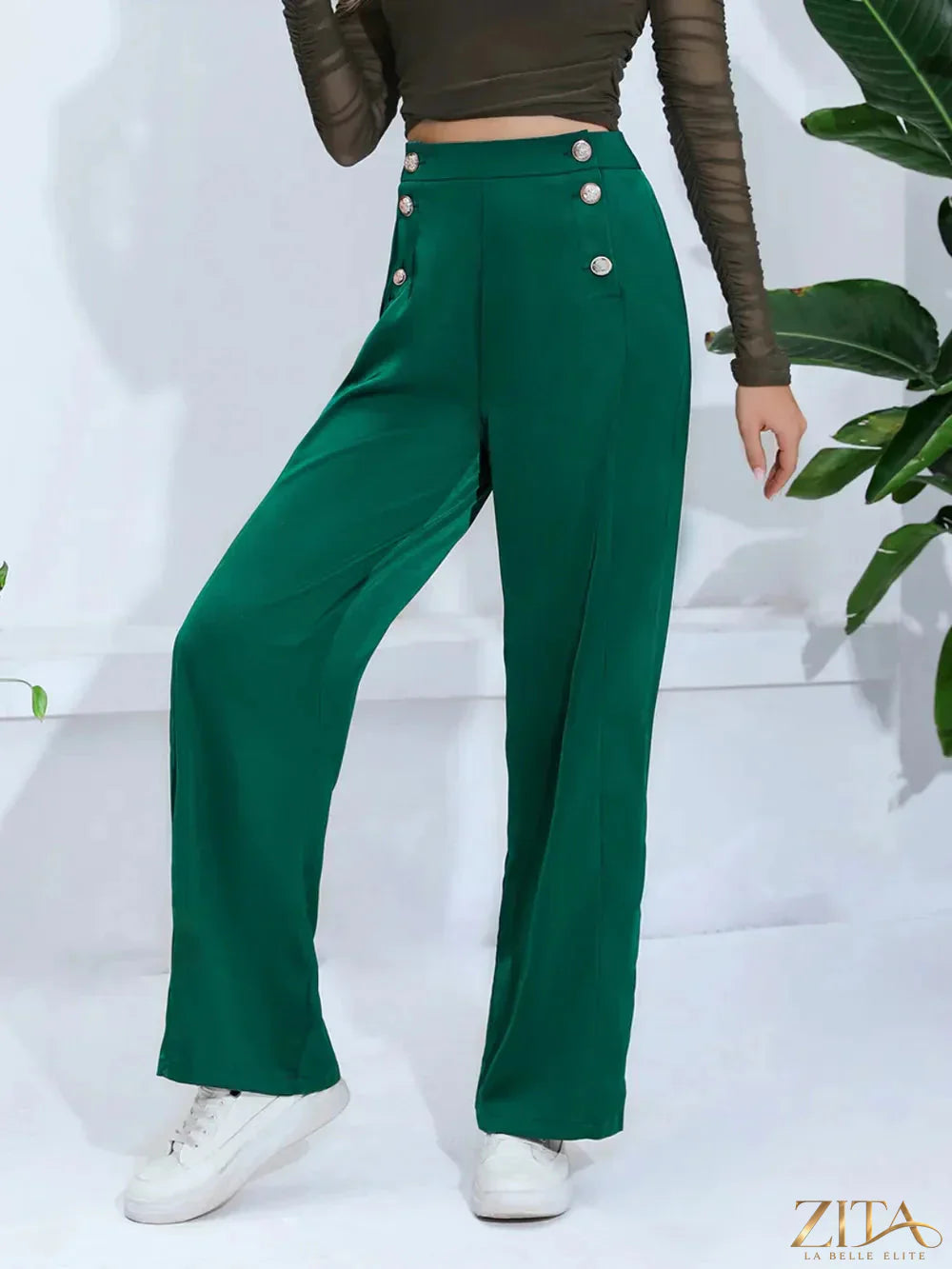 Zita La Belle Elite wide leg pants in a flowing fabric, shown in a full-length view with a relaxed, stylish fit.