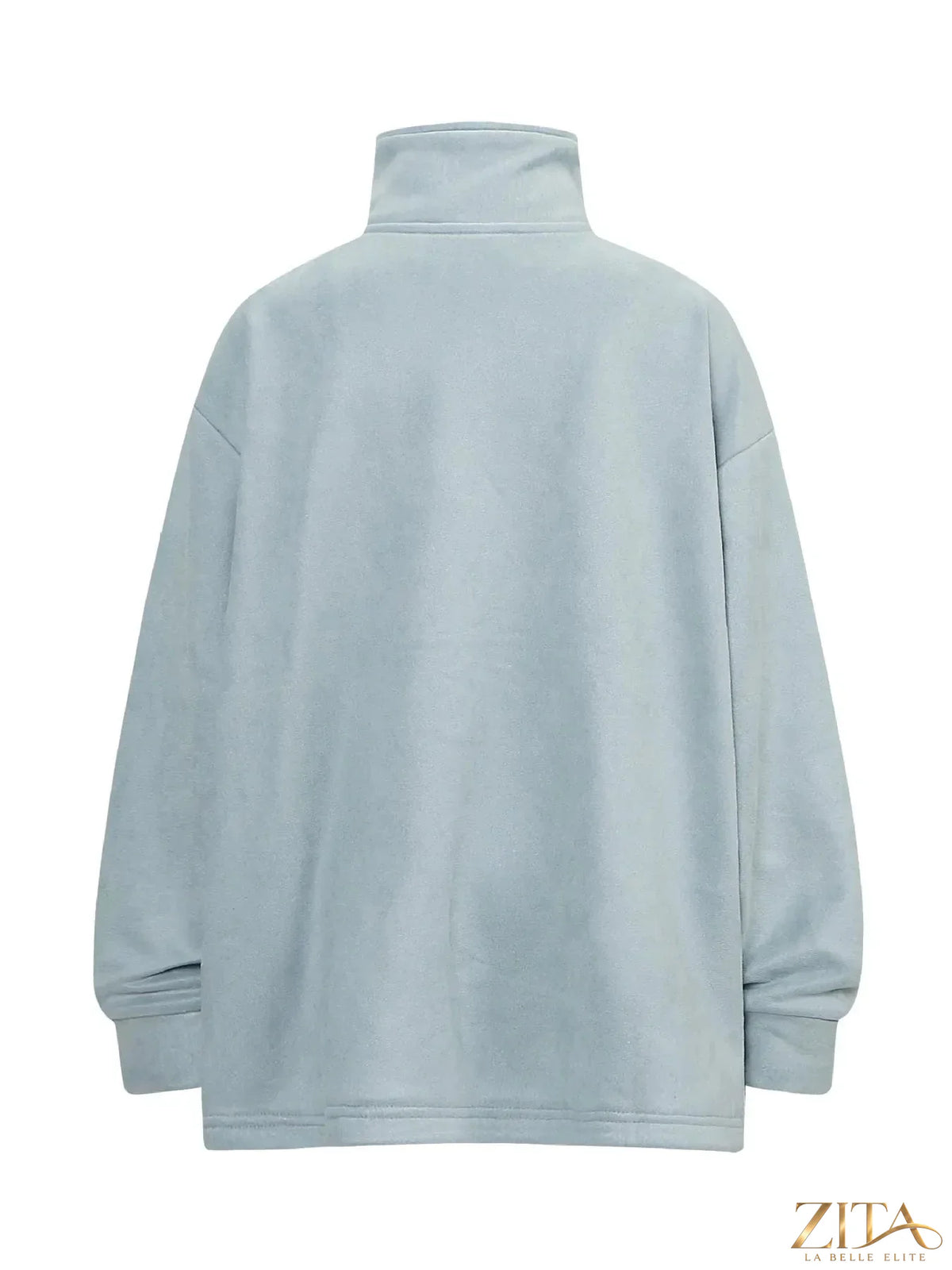 Men's oversized turtleneck sweatshirt with zipper detail by Trendsi, showing a cozy, stylish black sweatshirt with a high collar and zipper accents.