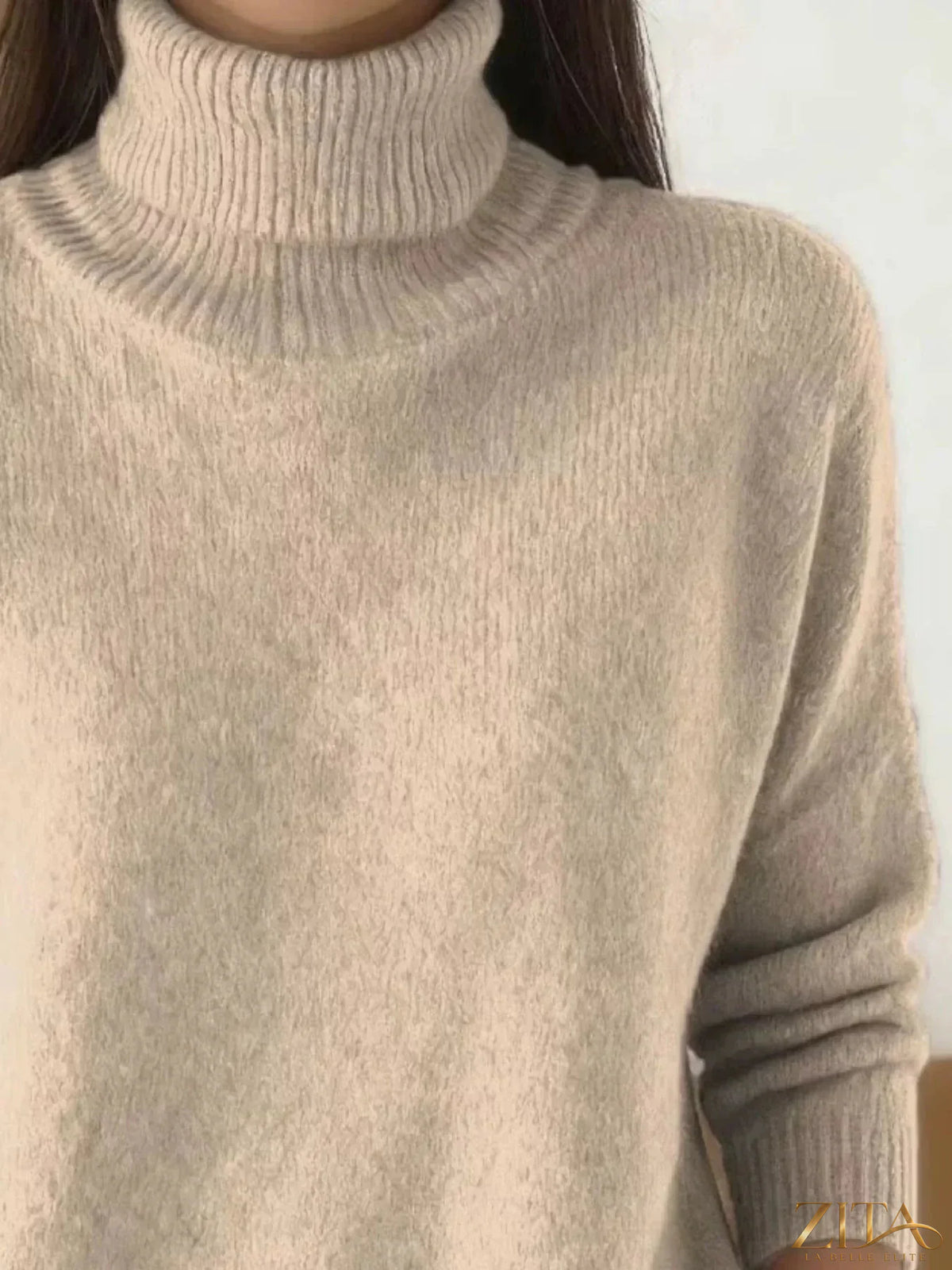 Trendsi long sleeve turtleneck sweater in soft knit fabric, featuring a classic fit and ribbed collar for a cozy look.