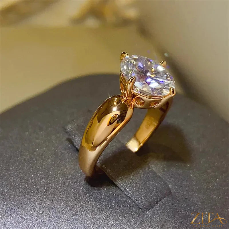Sterling silver Zita La Belle Elite 2 carat moissanite ring with a sparkling gemstone and sleek band design.