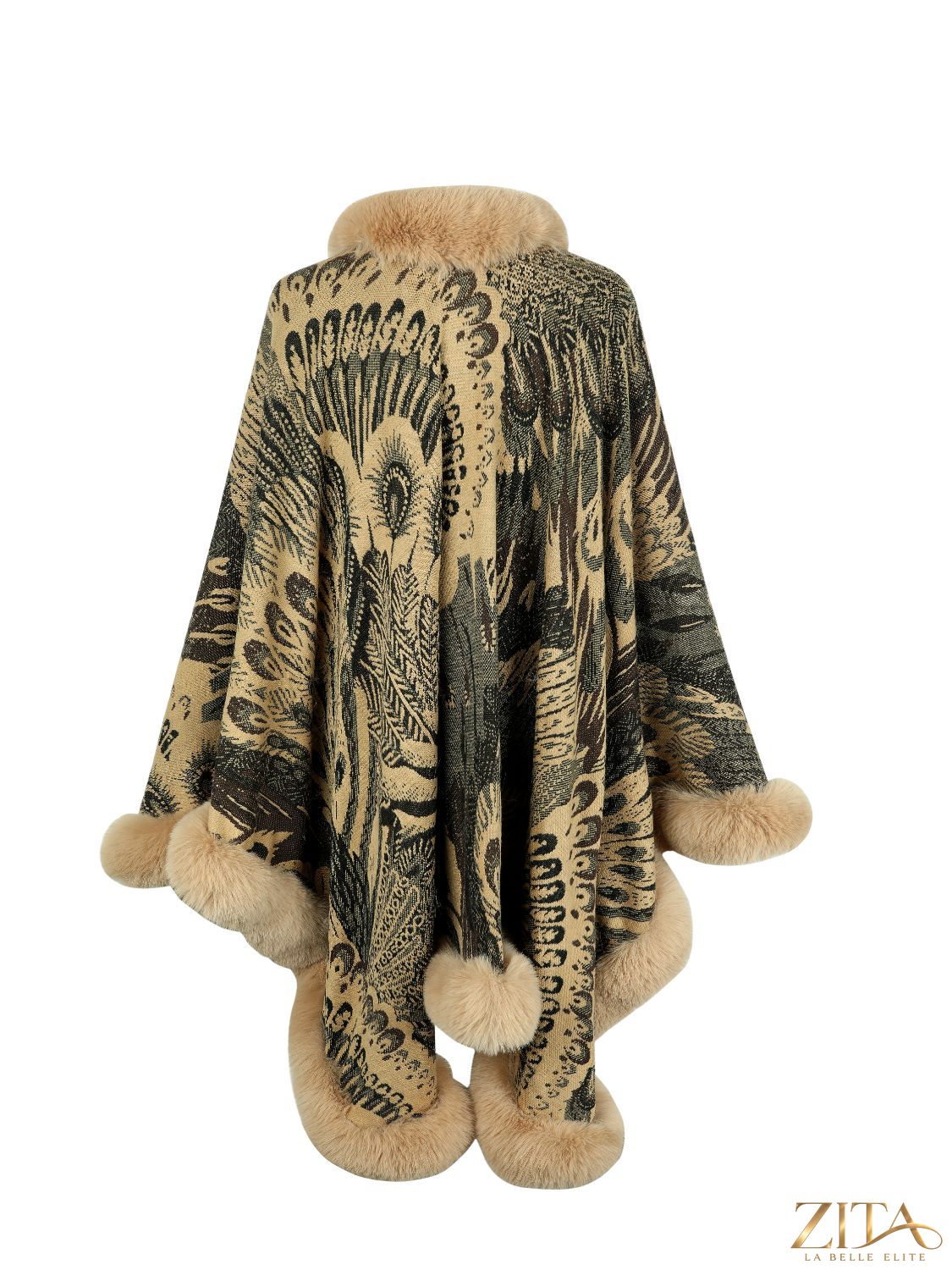 Printed open front poncho by Trendsi featuring a lightweight design with colorful abstract patterns and a relaxed fit.