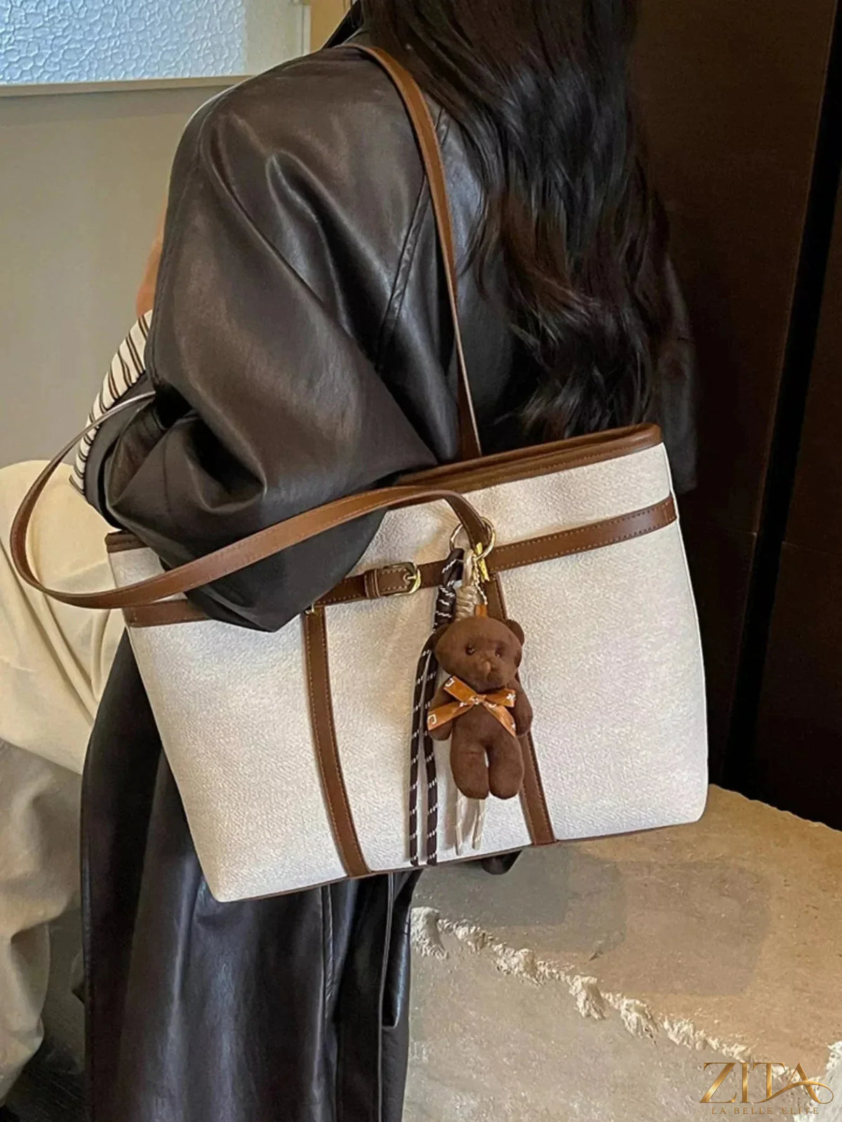 Zita La Belle Elite decorative buckle tote bag with leather handles and stylish design, perfect for everyday use.
