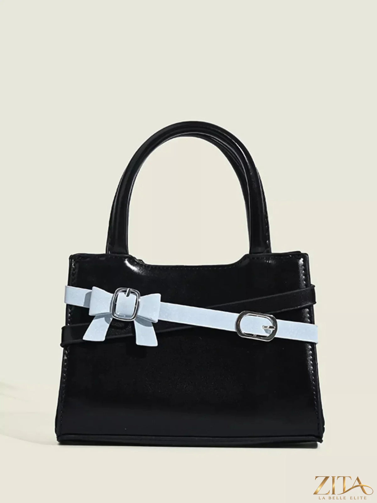 Zita La Belle Elite Bow Decor Top Handle Handbag with elegant bow detail and sleek design, showcasing the stylish accessory.