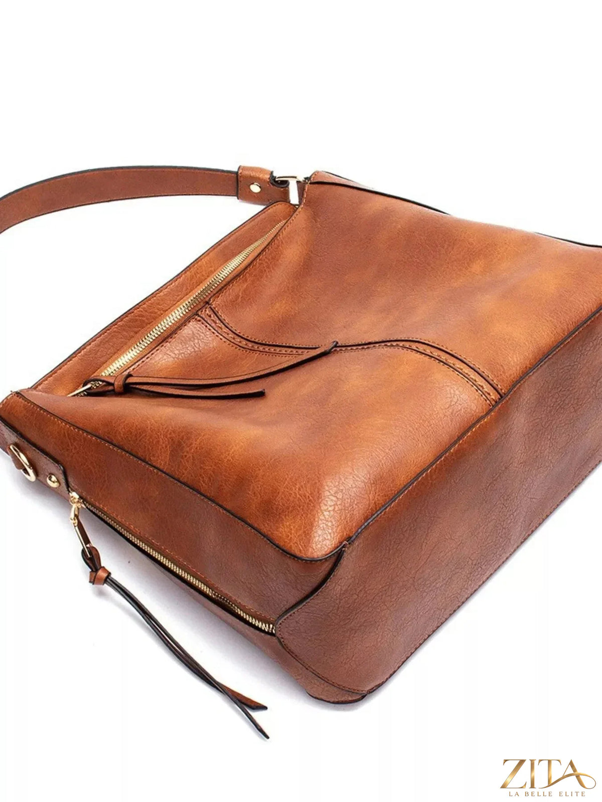 Zita La Belle Elite classic PU leather tote bag with sturdy handles and spacious interior, stylish for everyday use.