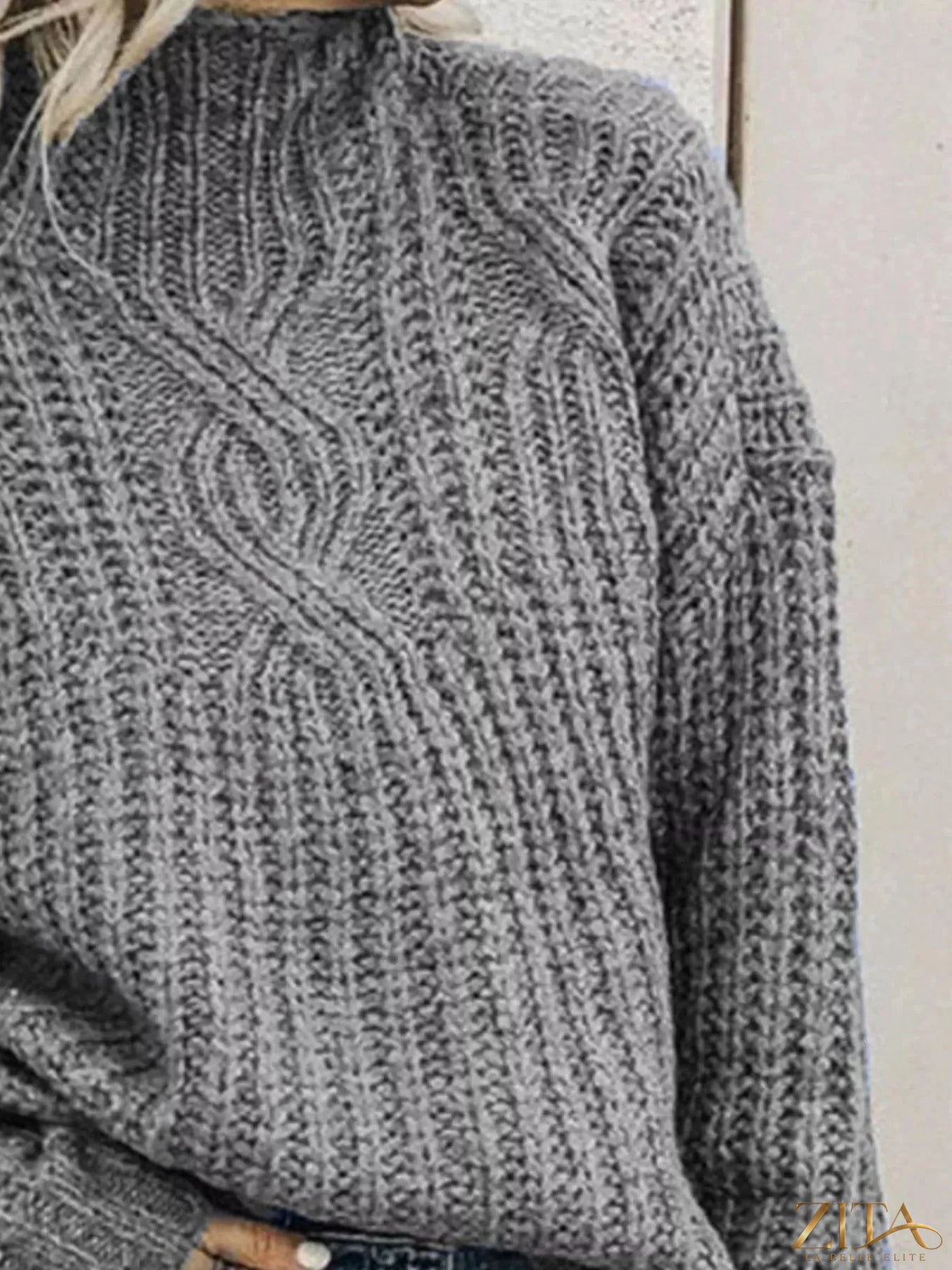 Zita La Belle Elite turtleneck long sleeve sweater in soft knit fabric, shown on a model with a neutral background.