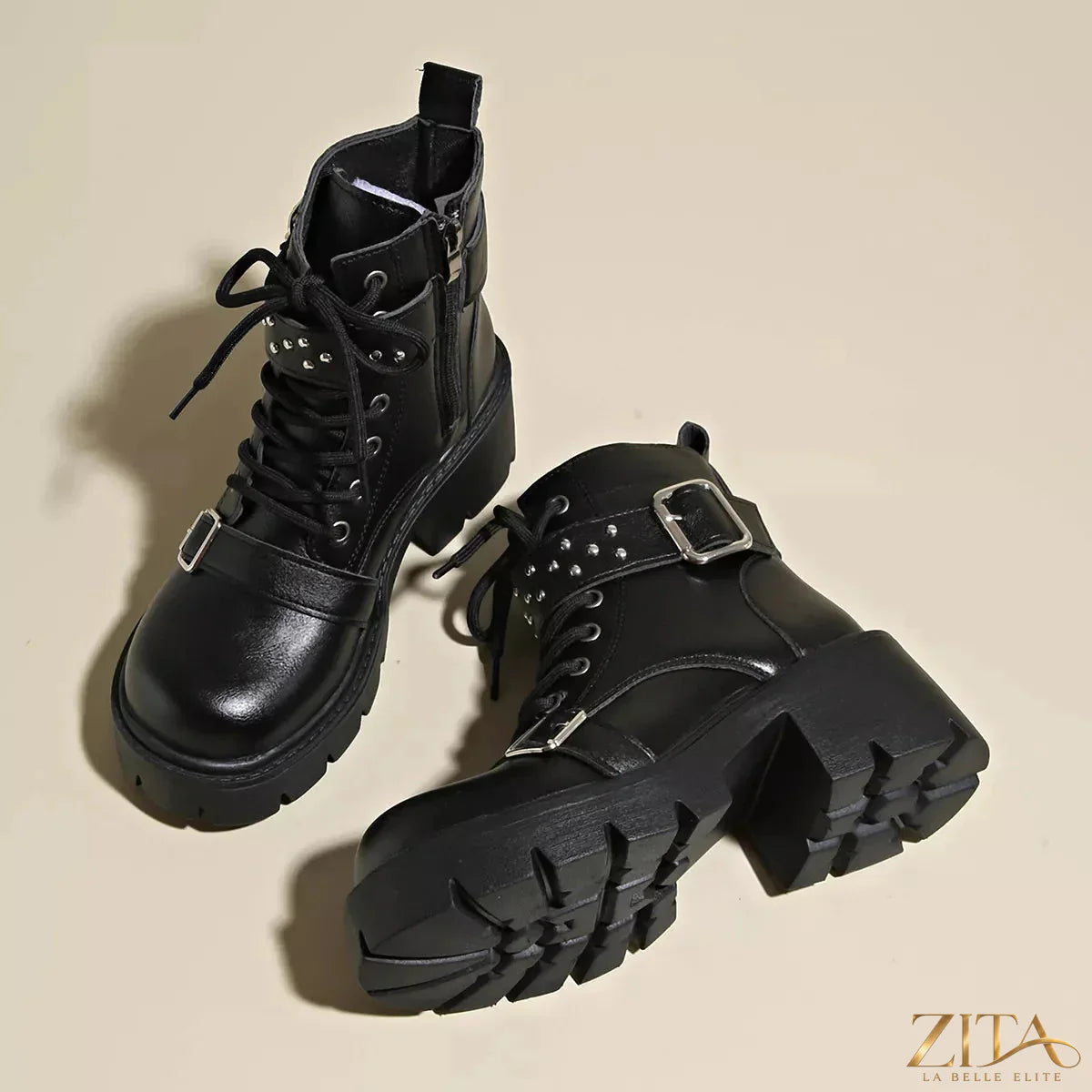 Round toe block heel boots by Trendsi with stylish design, featuring a sleek silhouette and sturdy heel for versatile wear.
