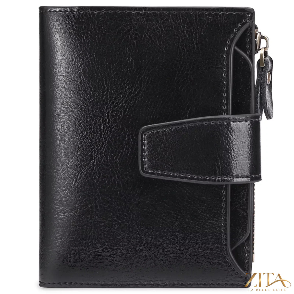 Leather bifold wallet by Trendsi featuring multiple card slots and a sleek brown leather finish.