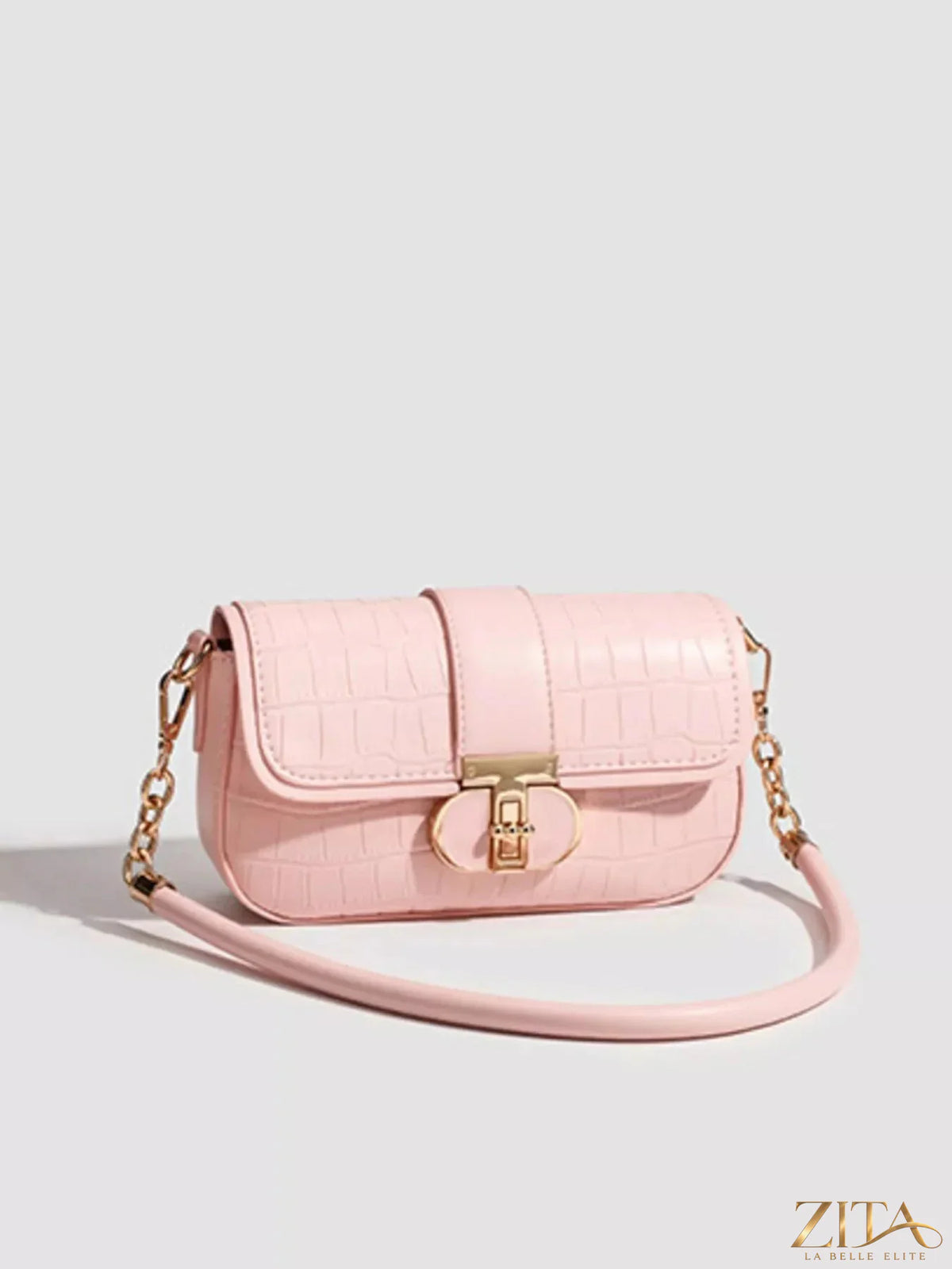 Zita La Belle Elite textured flap shoulder bag with woven design and adjustable strap, stylish accessory for everyday use.