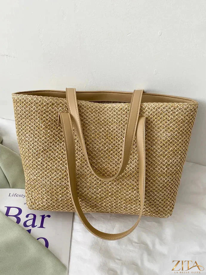 Zita La Belle Elite solid color woven tote bag with sturdy handles and spacious interior for everyday carry.