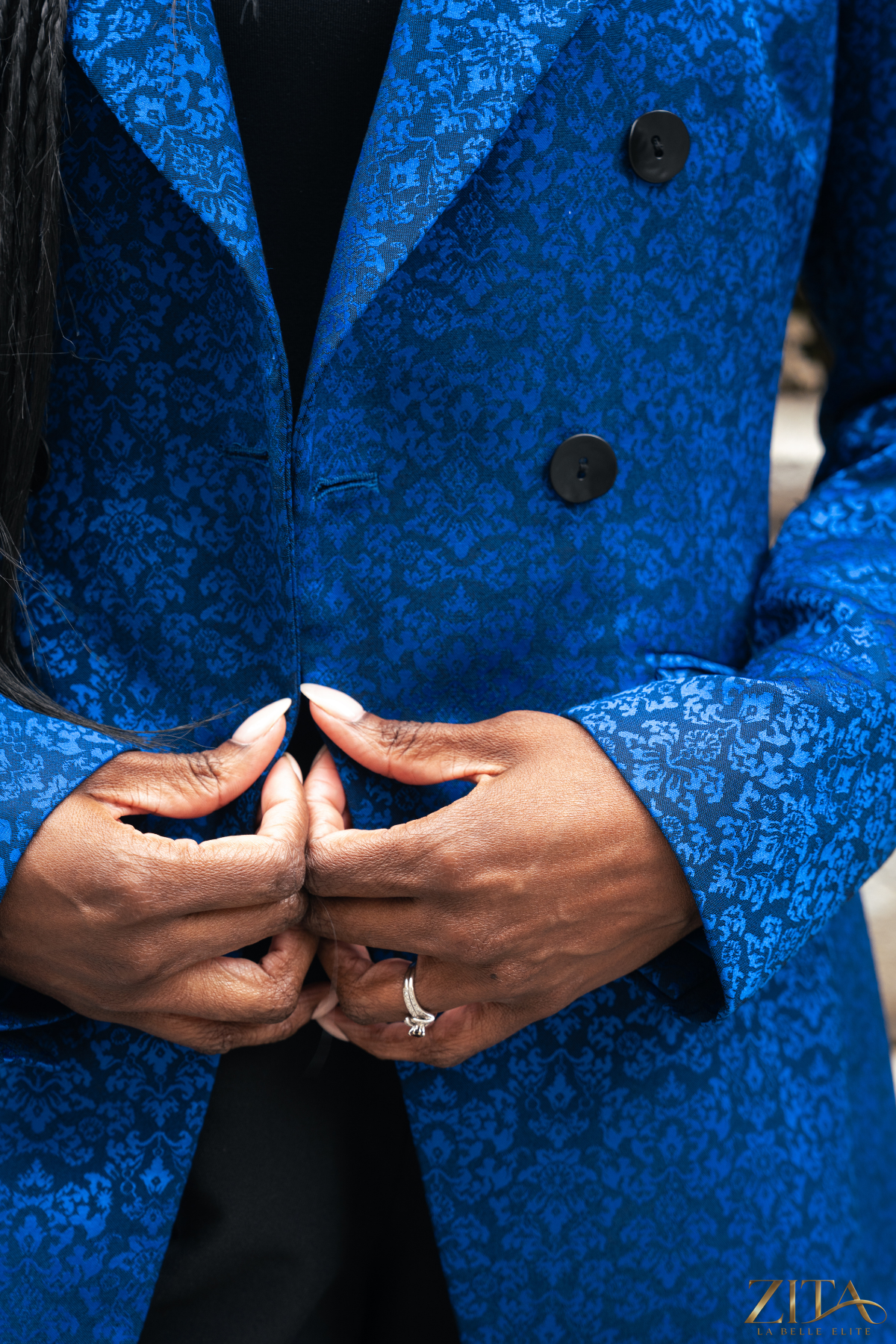 Zita La Belle Elite PREMIER Blue Blazer, tailored men's jacket in vibrant blue fabric, stylish and fitted for formal or casual wear.