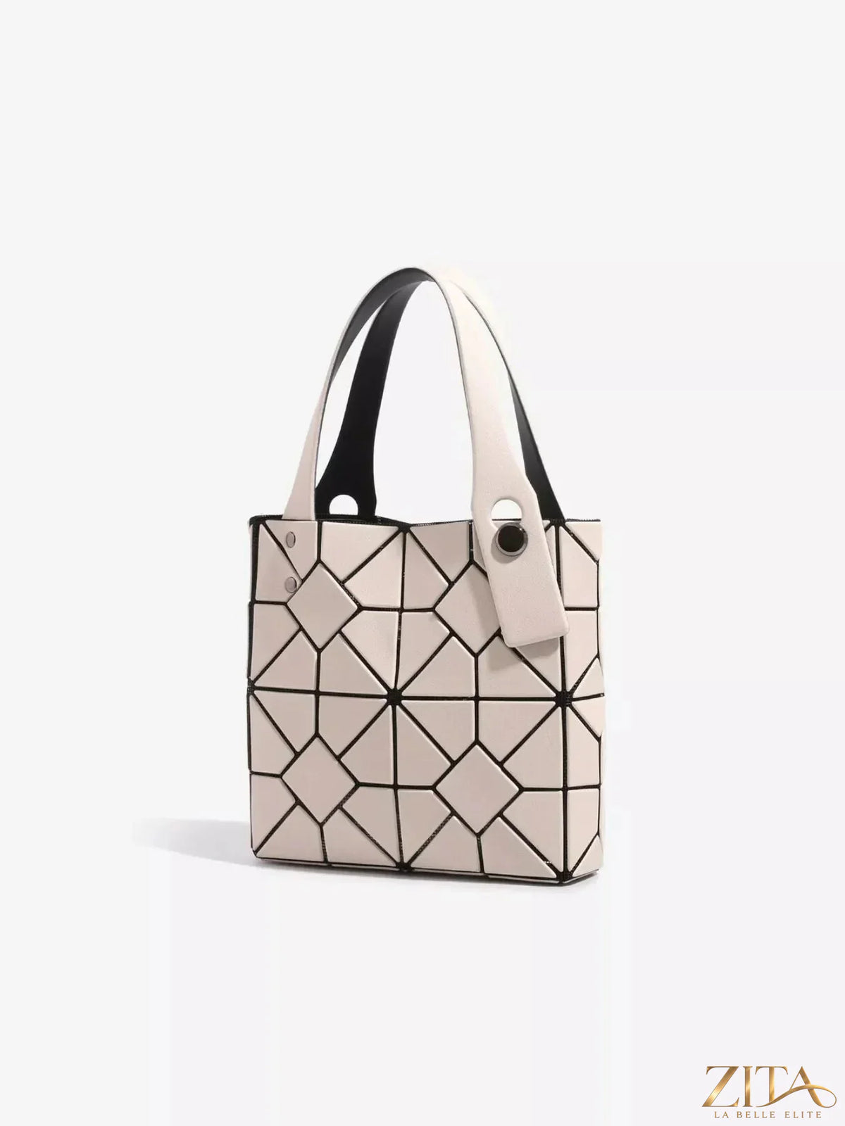 Geometric matte modular handbag by Zita La Belle Elite featuring structured design and multiple compartments.