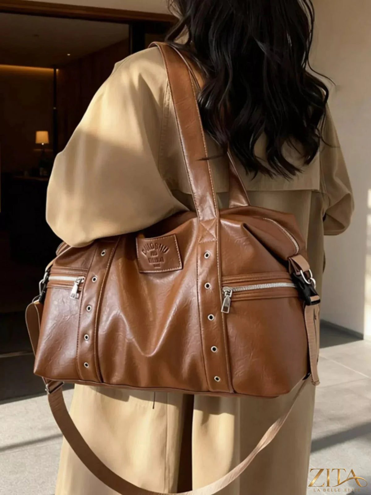 Zita La Belle Elite PU leather shoulder bag with adjustable strap, stylish and practical accessory for everyday use