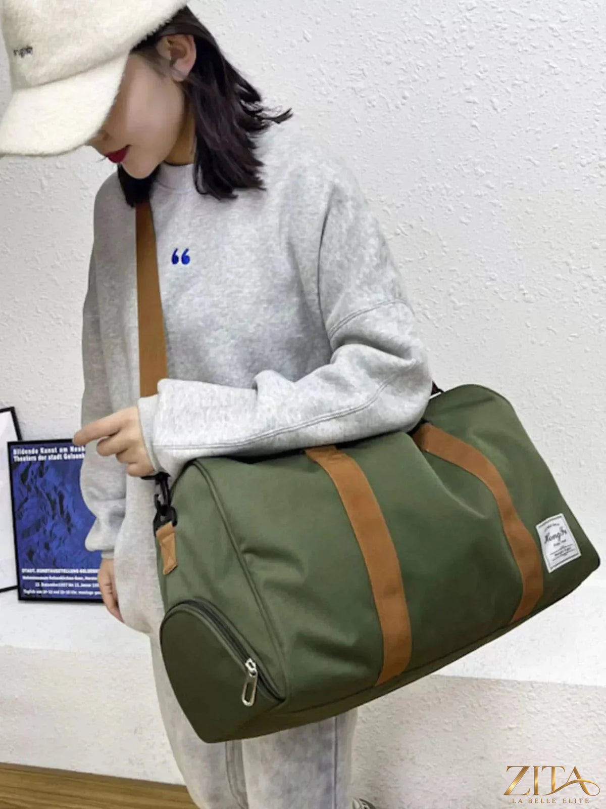 Zita La Belle Elite Oxford Cloth Duffel Travel Bag with sturdy handles and spacious main compartment for travel essentials.