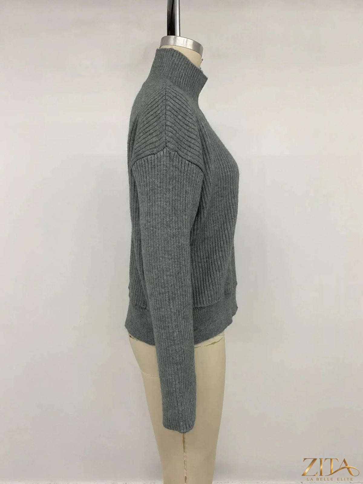 Zita La Belle Elite turtleneck button-down cardigan in a cozy knit, featuring a front button closure and a classic fit.