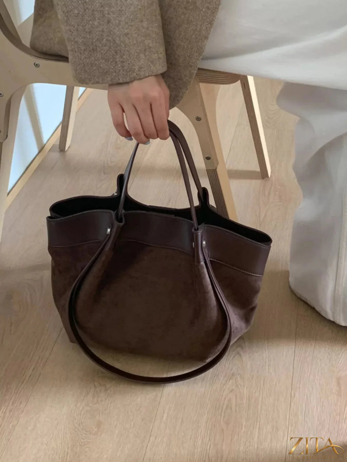 Zita La Belle Elite lightweight classic color tote bag with sturdy handles and spacious interior, ideal for daily use.