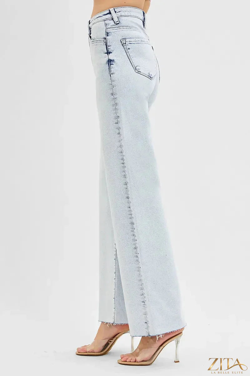 Zita La Belle Elite RISEN full size high-rise wide-leg jeans in plus size, featuring a relaxed fit and classic denim look.