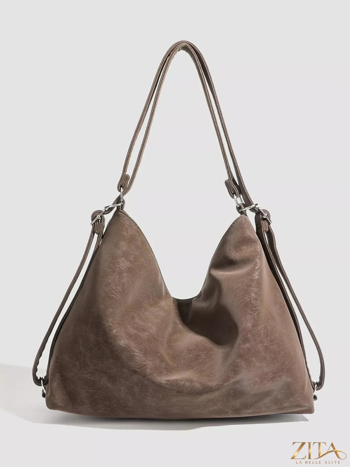 Zita La Belle Elite convertible hobo handbag with adjustable strap, soft leather, and spacious interior for versatile style.