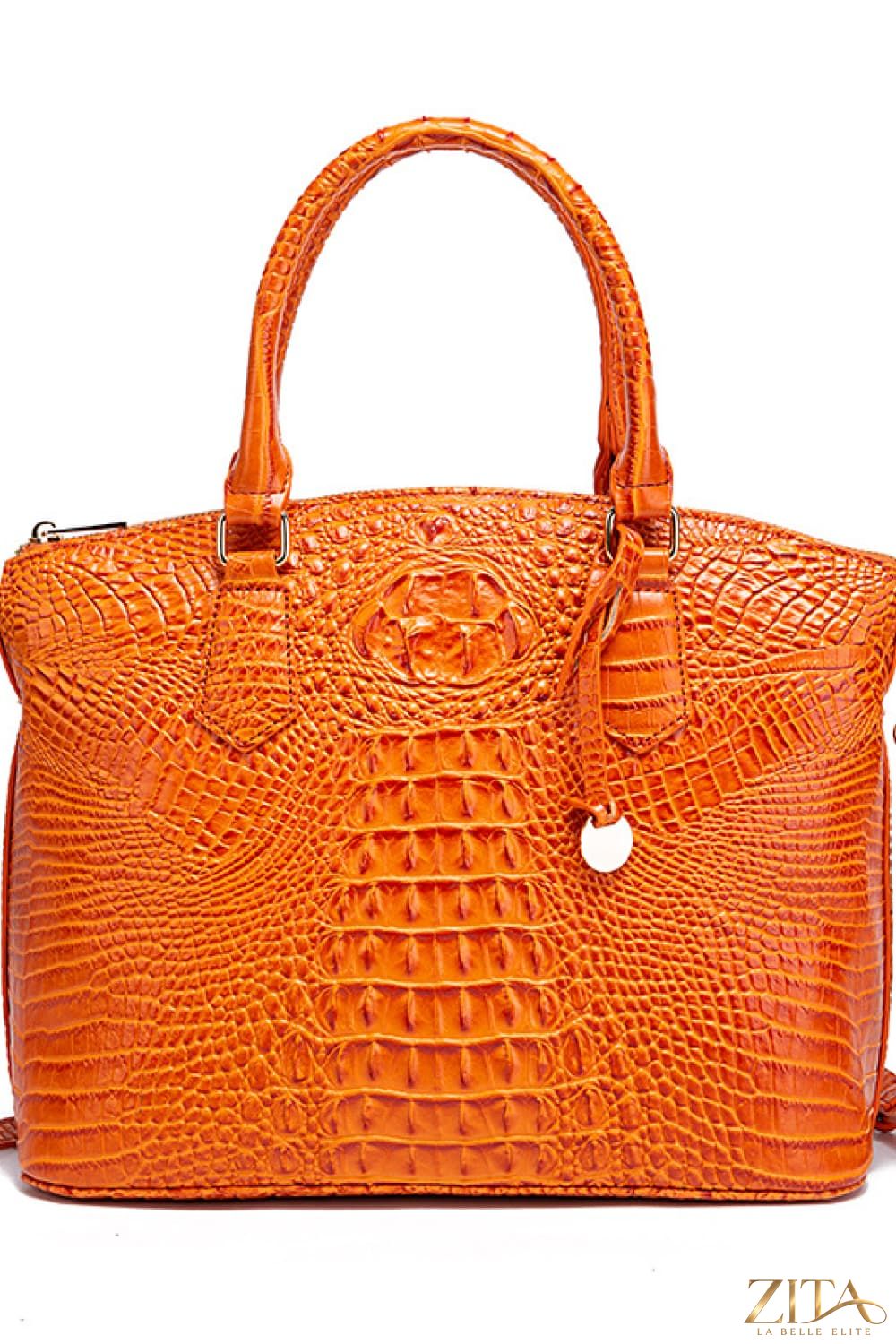 Zita La Belle Elite PU leather handbag with top handles and gold-tone hardware, stylish accessory for everyday use.