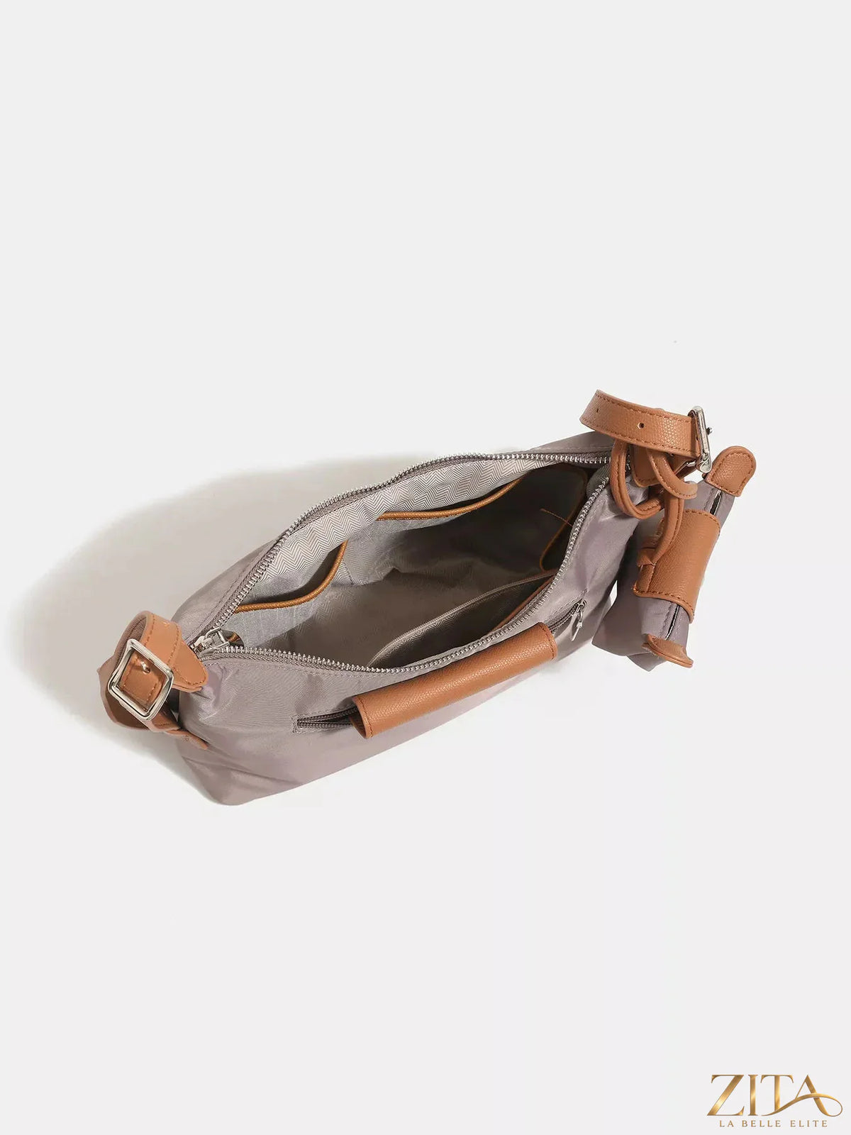 Nylon hobo shoulder bag with coin purse from Zita La Belle Elite, featuring a sleek design and adjustable strap.