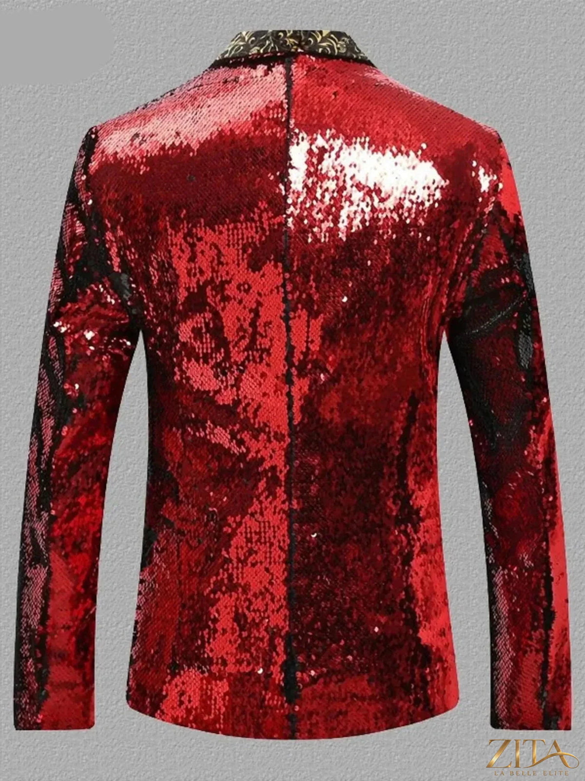 Men's sequin long sleeve blazer by Zita La Belle Elite, featuring a stylish, shimmering design with tailored fit and elegant lapels.
