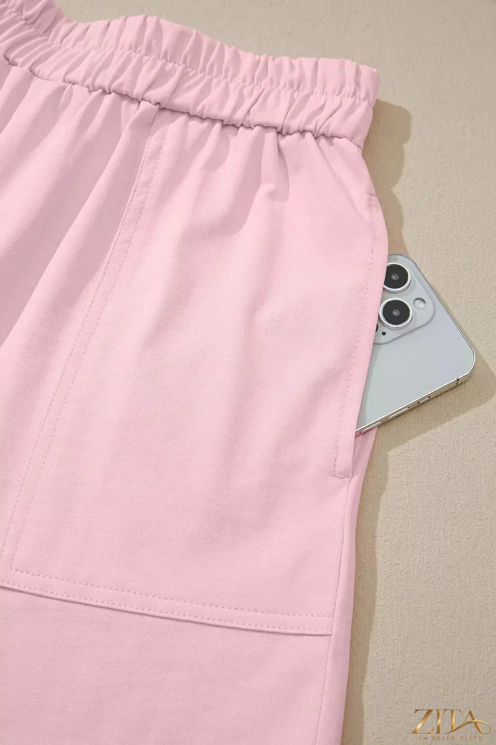 Trendsi round neck tee and matching shorts set, soft fabric, casual style, front view showing the relaxed fit and comfortable design.