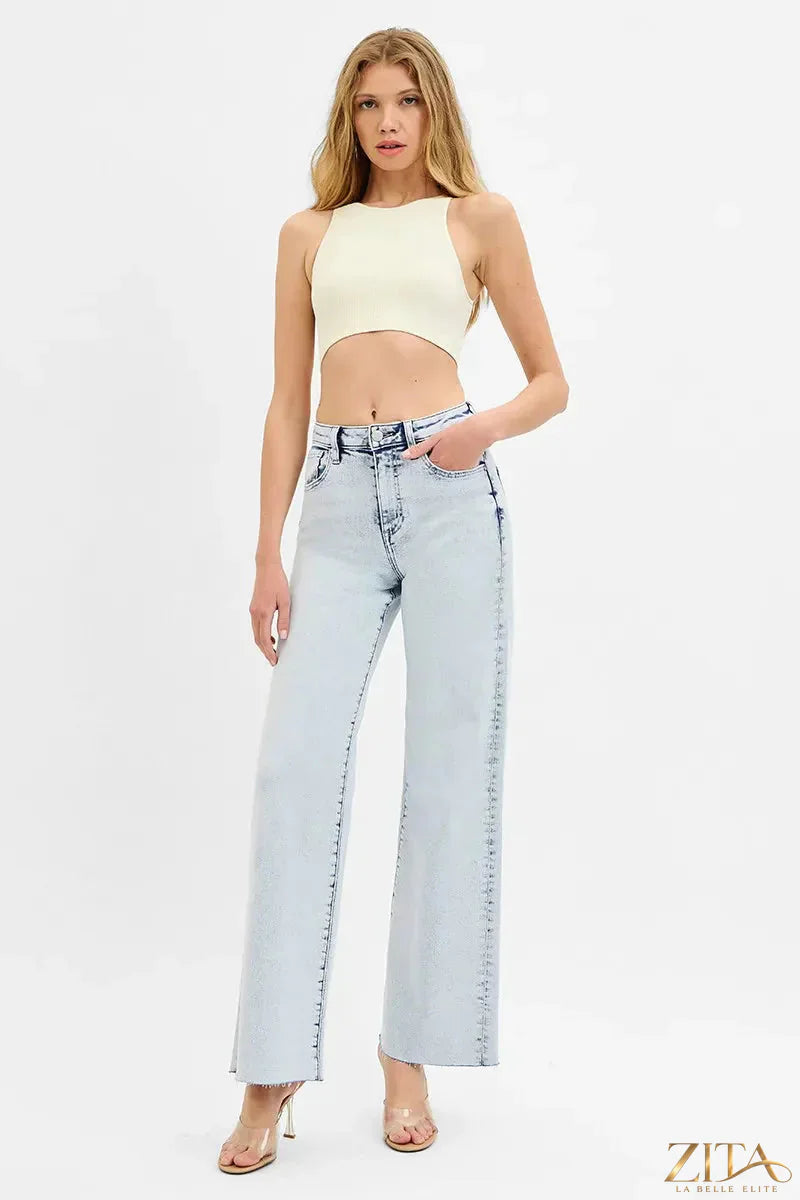 Zita La Belle Elite RISEN full size high-rise wide-leg jeans in plus size, denim with a relaxed fit and wide leg silhouette.