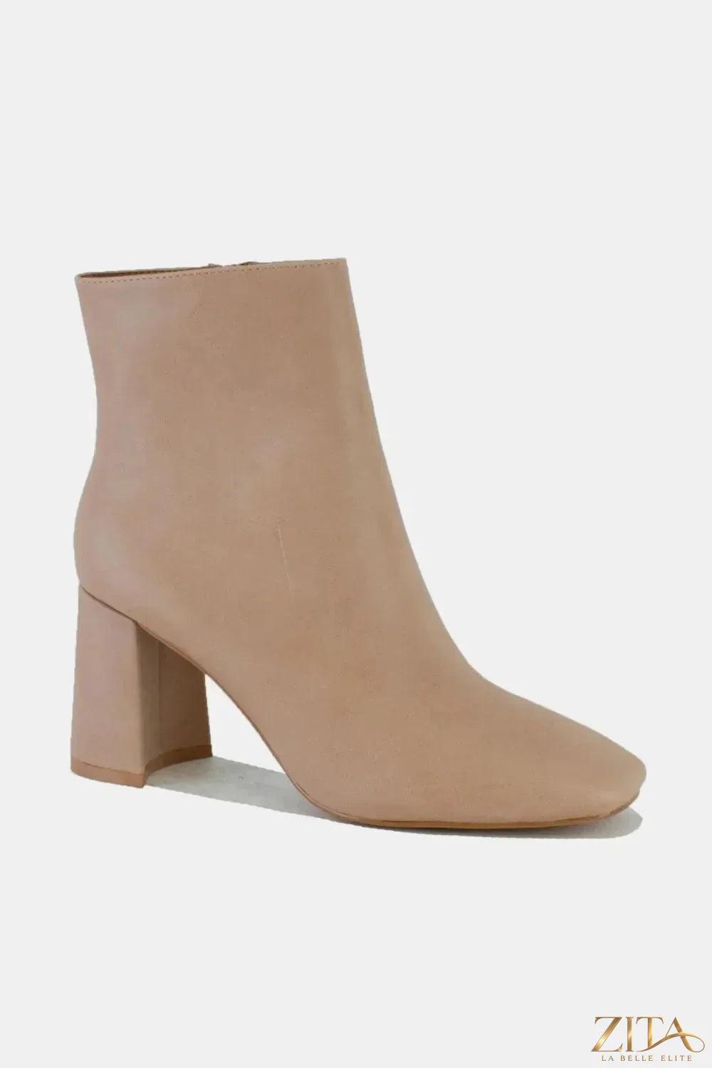 Zita La Belle Elite Beast Fashion PU leather block heel boots with side zippers and stylish design.