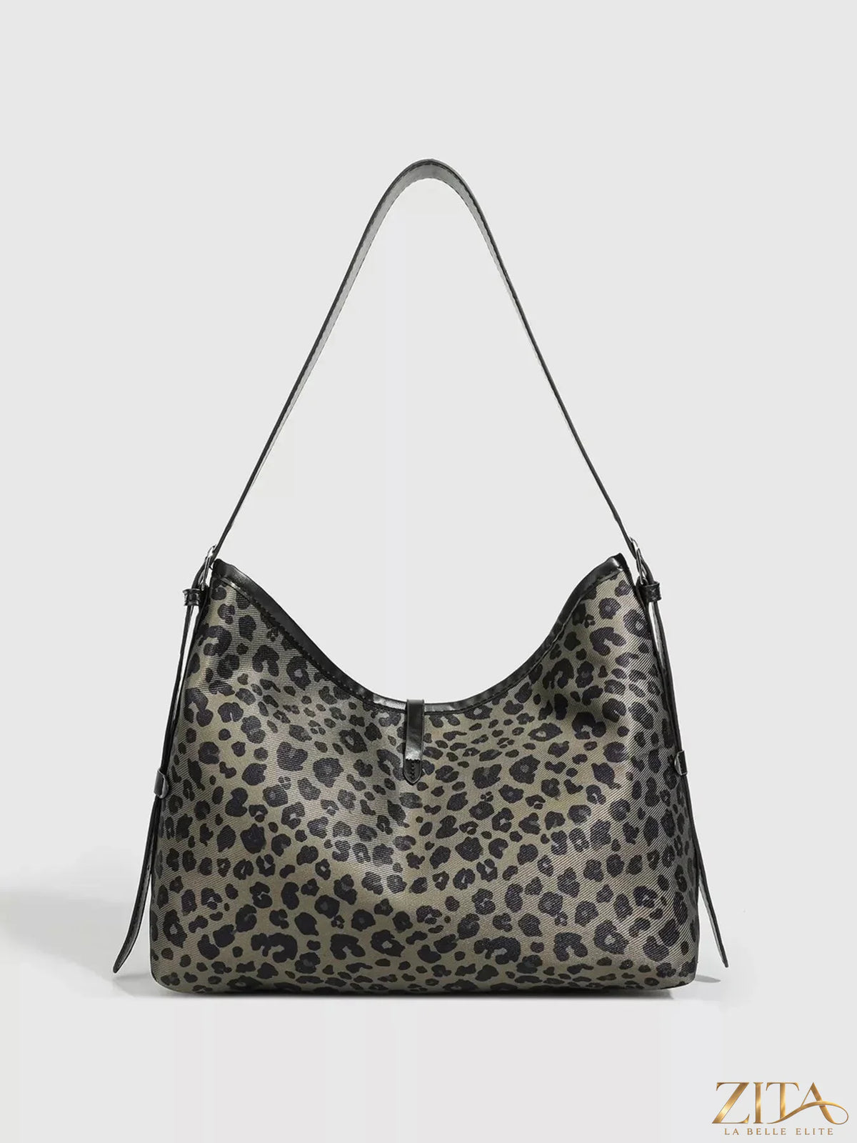 Zita La Belle Elite leopard hobo shoulder bag with soft leather, featuring a spacious design and stylish animal print.