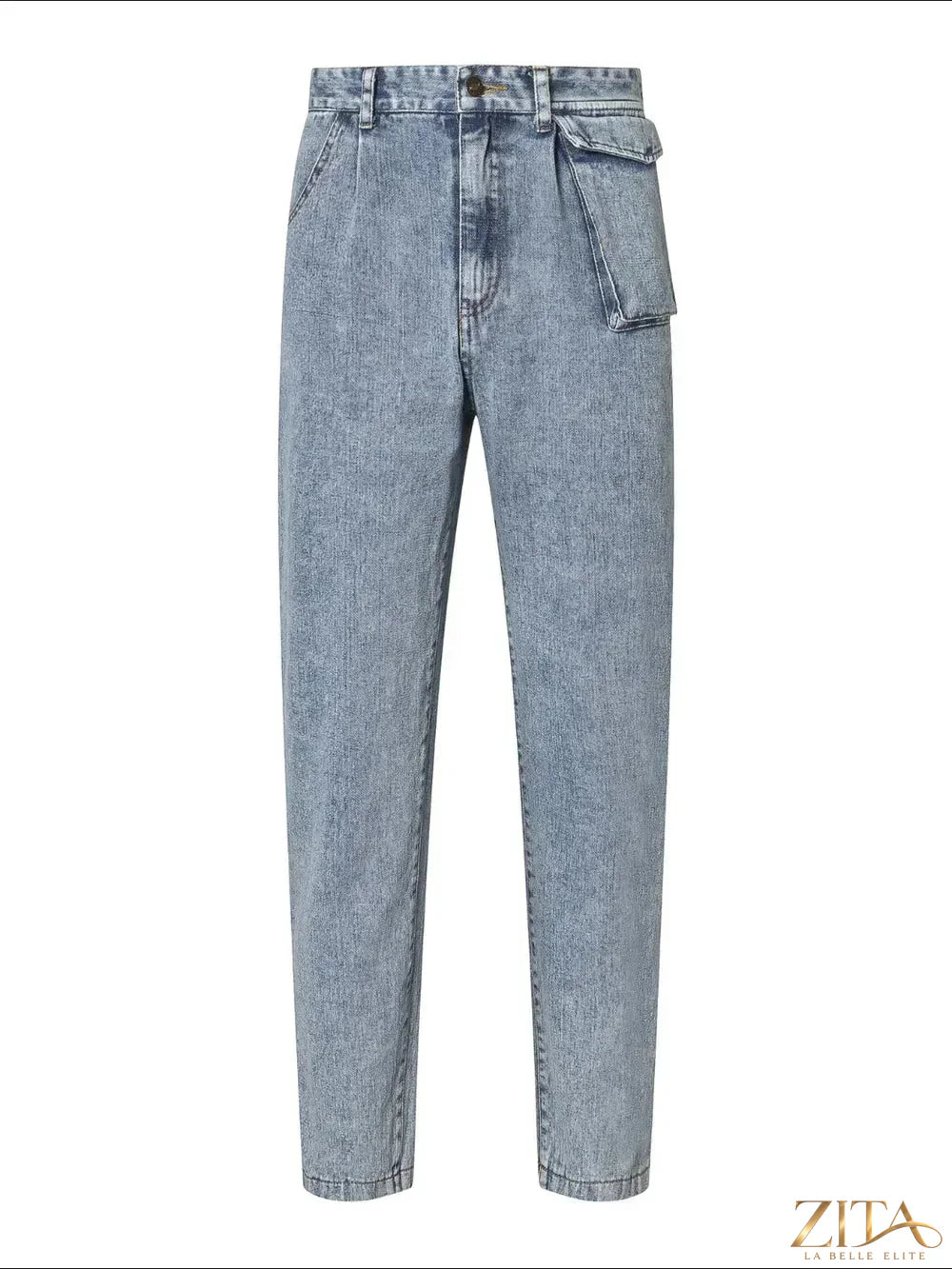 Zita La Belle Elite high waist straight leg jeans, denim fabric, front view with belt loops and classic five-pocket design.