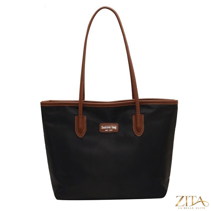 Zita La Belle Elite Oxford cloth tote bag with leather handles and spacious interior for everyday use.
