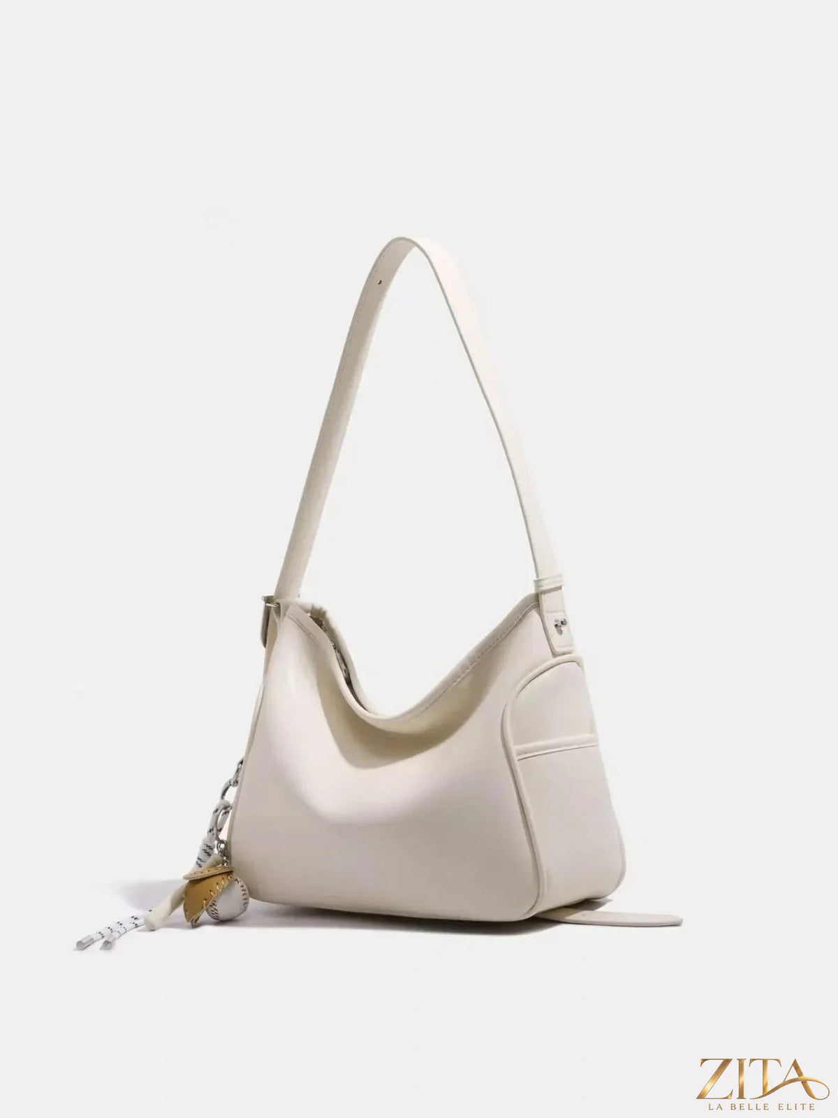 Zita La Belle Elite leather slouchy shoulder bag in soft brown with adjustable strap and spacious interior.