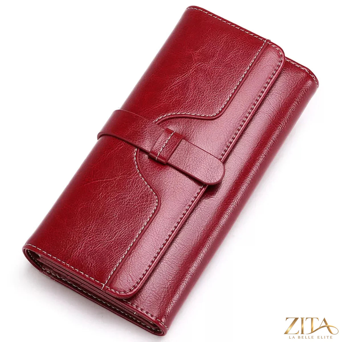 Trendsi leather long wallet with multiple card slots and a sleek design, made from high-quality brown leather.