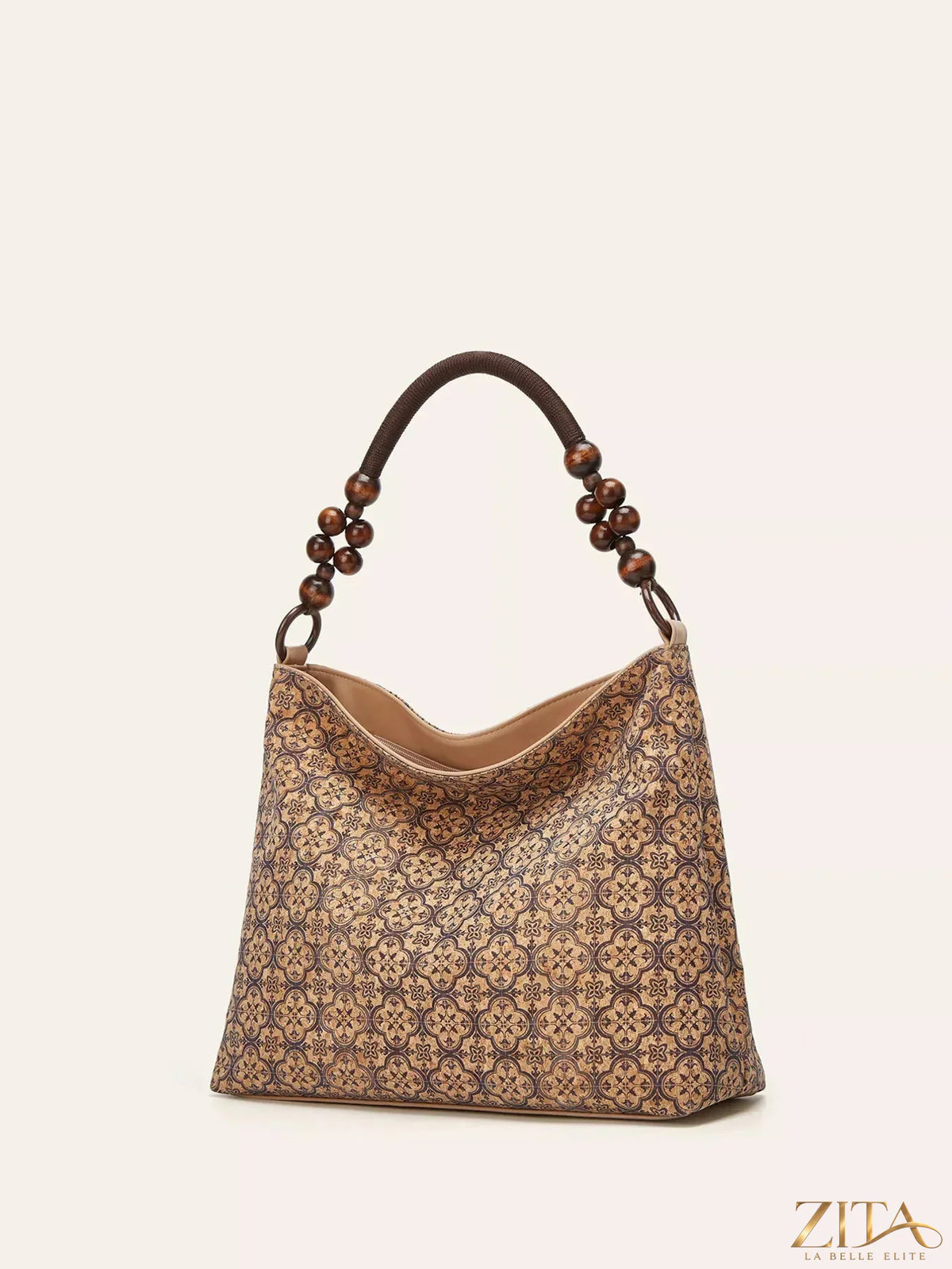 Zita La Belle Elite bohemian hobo handbag with geometric pattern, featuring a stylish design and comfortable shoulder strap.