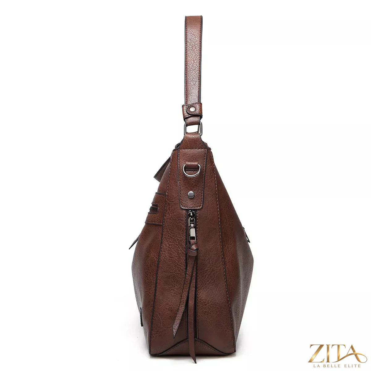 Zita La Belle Elite PU leather hobo shoulder bag with adjustable strap and spacious interior, stylish for everyday use.