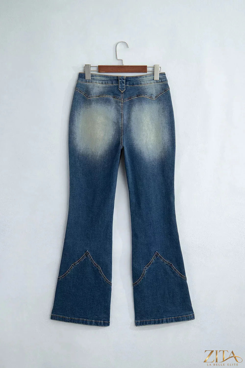 Zita La Belle Elite pocket detail flare leg jeans showing high-waisted fit and stylish flare design on a model.