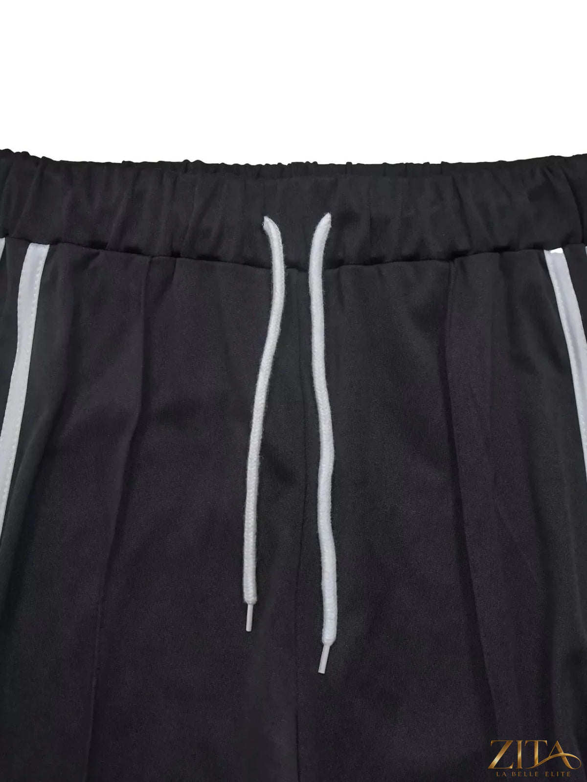 Zita La Belle Elite sleeveless tube top and wide leg pants set, black fabric, stylish and comfortable casual outfit.