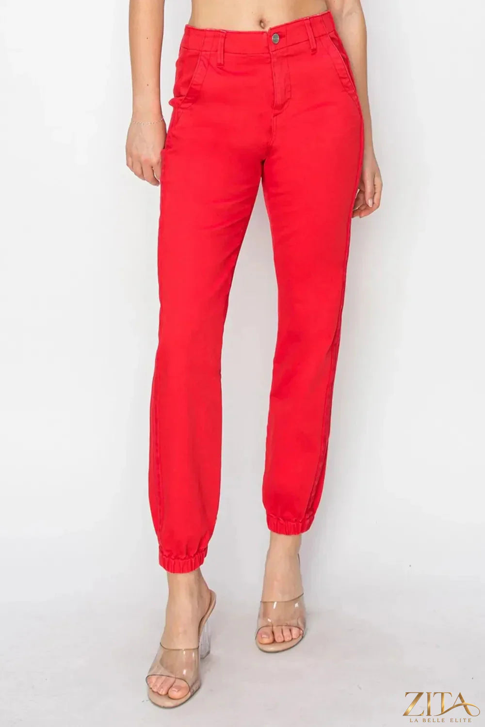 Zita La Belle Elite RISEN full size high waisted jogger jeans, black denim with relaxed fit and elastic waistband.