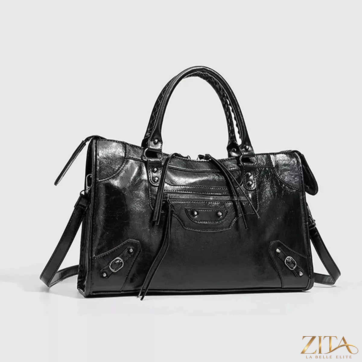Zita La Belle Elite PU leather handbag with top handle, stylish and elegant for everyday use, in a sleek design.