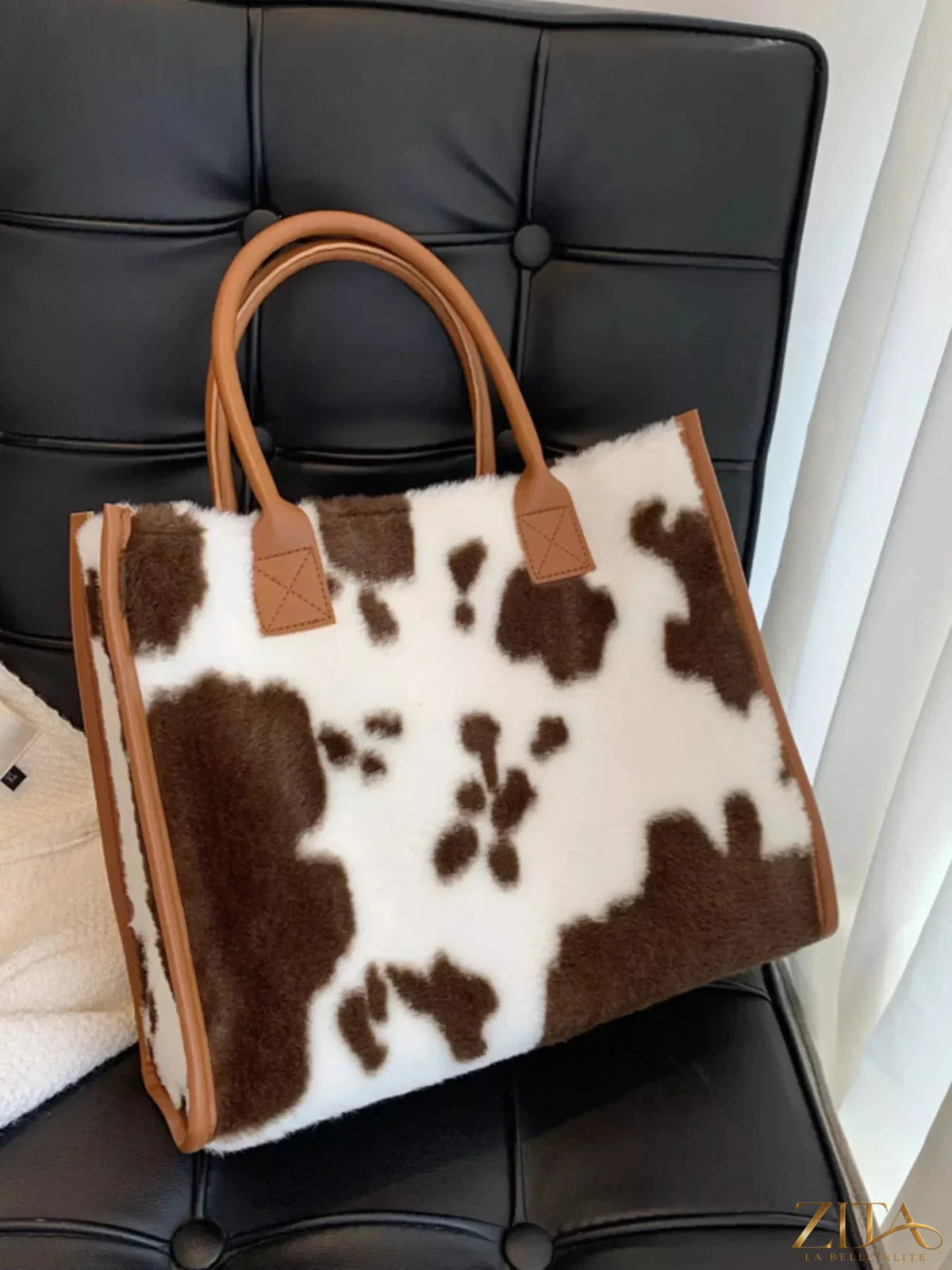 Soft plush tote bag by Zita La Belle Elite with spacious interior and stylish design, perfect for everyday carry.