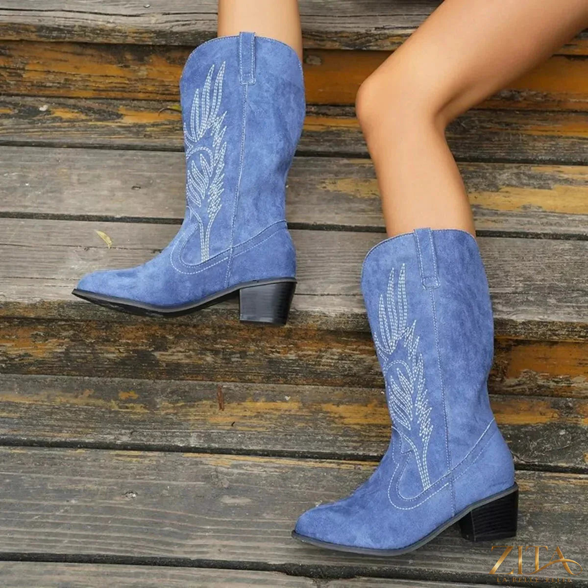 Zita La Belle Elite point toe block heel boots featuring sleek black leather and stylish ankle height.