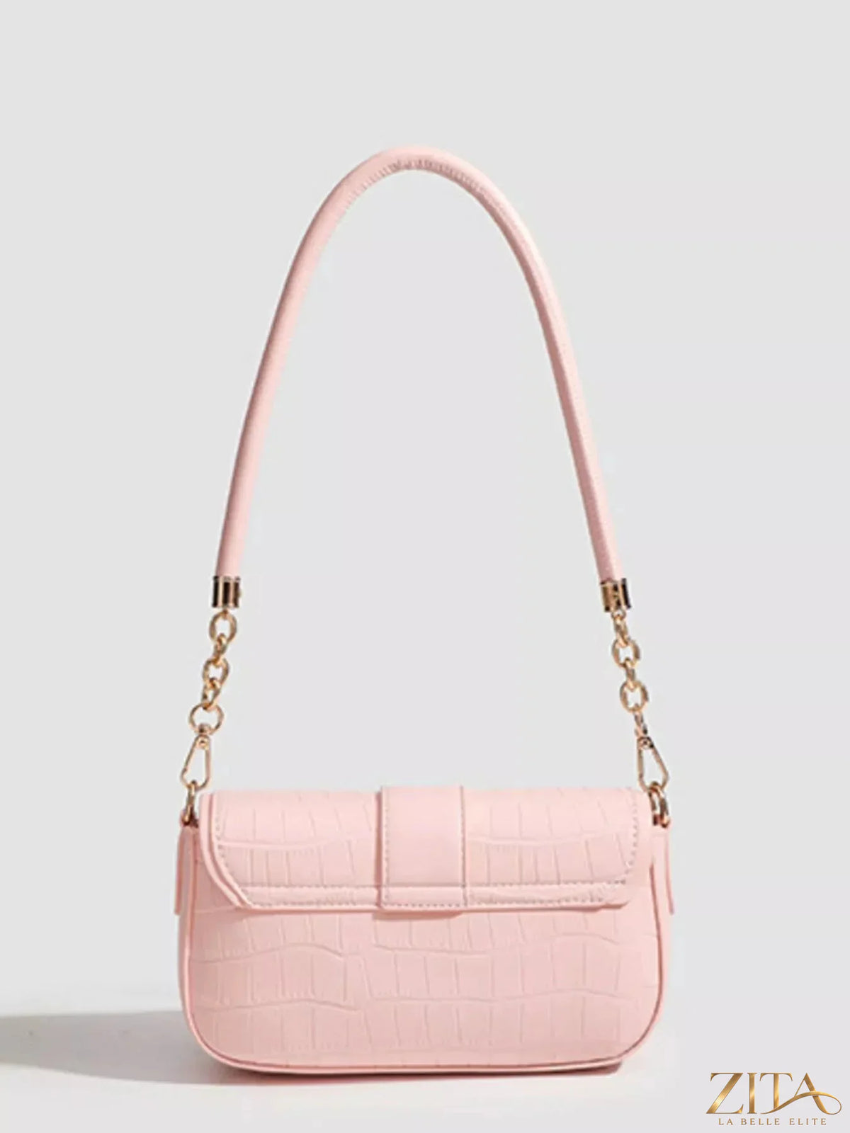 Zita La Belle Elite textured flap shoulder bag with quilted design and gold-tone hardware, stylish for everyday use.