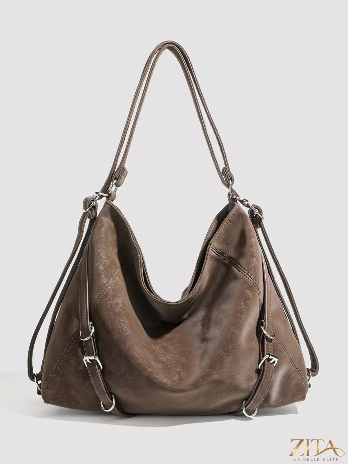 Zita La Belle Elite convertible hobo handbag with soft leather and adjustable strap, stylish and versatile for everyday use.