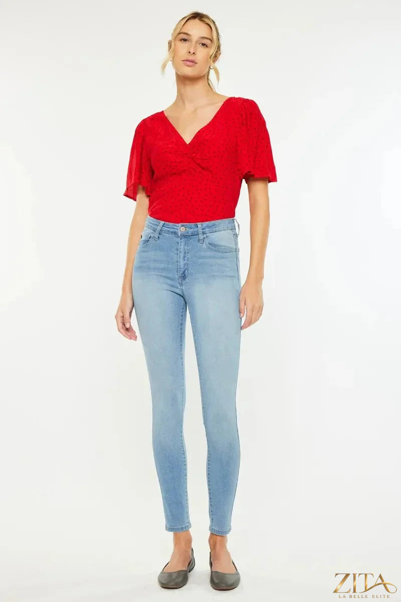 Zita La Belle Elite Kancan high-rise super skinny jeans in dark wash, showcasing fitted style and sleek denim fit.