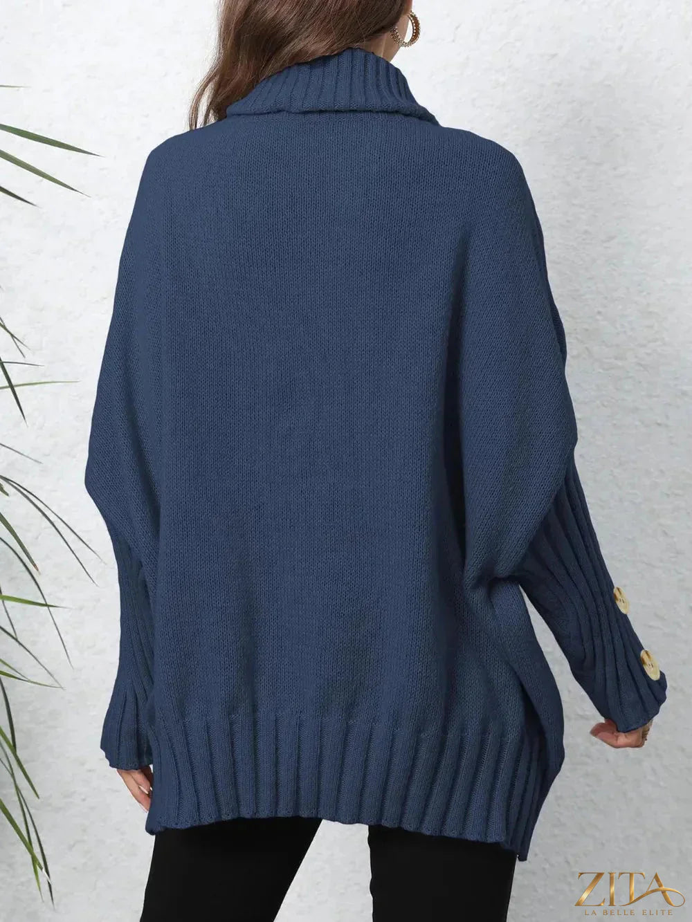 Trendsi turtleneck long sleeve sweater in a cozy knit fabric, featuring a fitted design and classic ribbed cuffs.